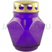 Лампада неугасимая, стекло, металлическая крышка, фиолетовая; h11.Арт.S-015/059w/XV-202XX