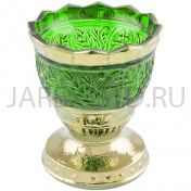 Настольная лампада "Лилия", стекло, зелёная с золотом; h8.Арт.СЛ-С-006/ЛЗЗ