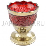 Настольная лампада "Лилия", стекло, красная с золотом; h8.Арт.СЛ-С-006/ЛКЗ
