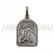 "Пётр и Феврония", нательная икона(образок), серебрение.Арт.ОНП/110