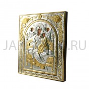 Икона "Всецарица", античная риза, металл, рамка мдф, напыление серебро&золото; 15*18.Арт.EP514-104XM