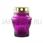 Лампада неугасимая, стекло, металлическая крышка, фиолетовая; h10.Арт.S-094w-XV-202