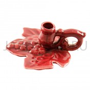 Подсвечник "Лист", керамика, цвет бордовый; h5.Арт.КЦ-018/бр