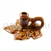 Подсвечник "Лист", керамика, цвет коричневый; h3,5.Арт.КЦ-026/кор