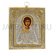 Икона "Ангел Хранитель", античная риза, металл, рамка мдф, напыление серебро&золото; 10*12.Арт.EP523-172XP