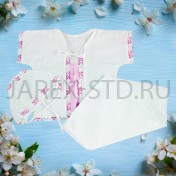 Крестильный набор, рубашка, чепчик, розовый,100% хлопок; размер 0-1 год.Арт.Т-К-003/Р