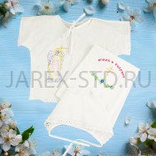 Крестильный набор, рубашка, чепчик, полотенце, белый; размер 0-1 год.Арт.Т-К-006/Б