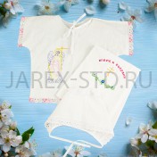 Крестильный набор, рубашка, чепчик, полотенце, розовый, 100% хлопок; размер 0-1 год.Арт.Т-К-006/Р