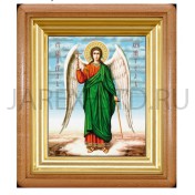 Икона "Ангел Хранитель", светлая деревянная рамка, киот, холст; 19,5х22,5.Арт.ИХ-1/003