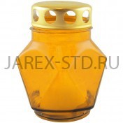 Лампада неугасимая, стекло, металлическая крышка, жёлтая; h11.Арт.S-015w/XH-202XX