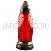 Лампада неугасимая, стекло, пластиковая крышка, красная; h28,5.Арт.s-074cA/XR-305GX