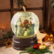 Рождественский снежный шар "Святое семейство", полистоун, дерево; h14.Арт.П-КР-50744А