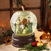 Рождественский снежный шар "Святое семейство", полистоун, дерево; h14.Арт.П-КР-50744В