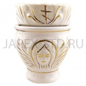 Набор настольная лампада "Ангел", стакан, керамика, белая с золотом; h9,5.Арт.КБЗ-034