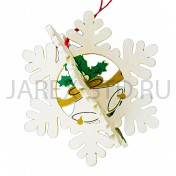Новогоднее украшение "Снежинка", подвесная, дерево; h9.Арт.ЕУ-С-01/бел