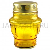 Лампада неугасимая, стекло, металлическая крышка, желтая; h10.Арт.S-094w-XH-202