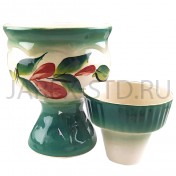 Набор настольная лампада "Кубок", стакан, керамика, цвет зеленый с узором; h11.Арт.КРР-007/зел.