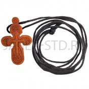 Православный нательный крест на шнурке, дерево; h3, 70.Арт.КН-Д-032