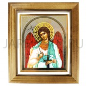 Икона "Ангел Хранитель", светлая деревянная рамка, киот, багет, полиграфия; 19*22.Арт.ИКБ-2/003