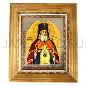 Икона "Лука", светлая деревянная рамка, киот, багет, полиграфия; 16*18,5.Арт.ИКБ-1/163
