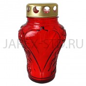 Лампада неугасимая, стекло, металлическая крышка, красная; h15,5.Арт.S-073w/XR
