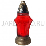 Лампада неугасимая, стекло, пластиковая  крышка, красная; h25.Арт.S-099w/XR