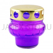 Лампада неугасимая, стекло, металлическая крышка, фиолетовая; h8,5.Арт.S-010w/XV-202XX