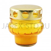 Лампада неугасимая, стекло, металлическая крышка, желтая; h8,5.Арт.S-010w/XH-202XX