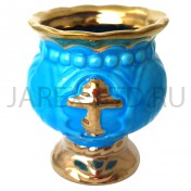 Настольная лампада "Грааль", керамика, синяя; h8,5.Арт.КЦ-028/син