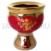 Настольная лампада, керамика, красная с золотом; h9.Арт.КЦ-052/кр