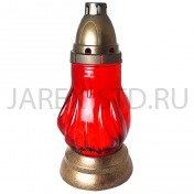 Лампада неугасимая, стекло, пластиковая крышка, красная; h25.Арт.S-007cA/XR-305GX