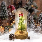 Ёлка рождественская с подсветкой, в стеклянной колбе, пластик; h 12,5.Арт.ЕК-7413-1