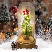 Ёлка рождественская с подсветкой, в стеклянной колбе, пластик; h 16.Арт.ЕК-7413-2