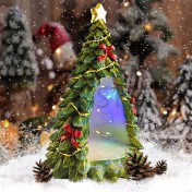 Ёлка рождественская с подсветкой, настольная, полистоун; h25.Арт.ЕП-8103-2
