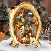 Рождественский вертеп "Святое семейство",  полистоун; h18.Арт.РВ-8103-8