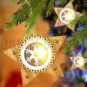 Новогоднее украшение "Звезда", подсветка,подвесная, дерево; h9,5.Арт.ЕУ-6753В-1