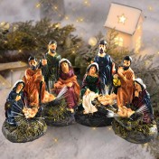 Рождественский вертеп "Святое семейство", подсветка, полистоун; h11,5.Арт.РВ-6915-5