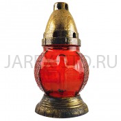Лампада неугасимая, стекло, пластиковая крышка, красная; h1.Арт.S-083w/XR-305GX