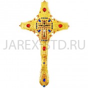 Крест напрестольный, гравировка, камни, цвет "под золото"; h27.Арт.КН-475