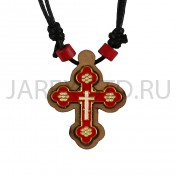 Православный нательный крест на гайтане, металл, дерево; h 43.Арт.КН-4879-33