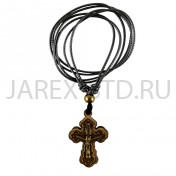 Православный нательный крест на гайтане, металл, дерево; h 43.Арт.КН-4879-30