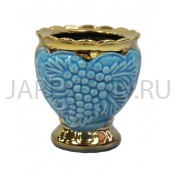 Настольная лампада "Благовест", керамика, голубая с золотом; h7,5.Арт.К-046/Г
