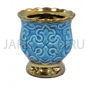 Настольная лампада "Лилия", керамика, голубая с золотом; h7,5.Арт.К-065/Г
