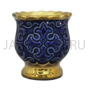 Настольная лампада "Лилия", керамика, синяя с золотом; h7,5.Арт.К-065/С