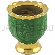 Настольная лампада "Грааль", керамика, зелёная с золотом; h7.Арт.К-020/З