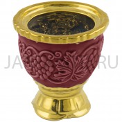 Настольная лампада "Лоза", керамика, красная с золотом; h7.Арт.К-024/КР