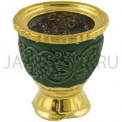 Настольная лампада "Лоза", керамика, зелёная с золотом; h7.Арт.К-024/З
