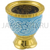 Настольная лампада "Лоза", керамика, голубая с золотом; h7.Арт.К-024/Г