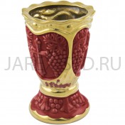 Настольная лампада "Виноград", керамика, красная с золотом; h11,5.Арт.К-017/КР
