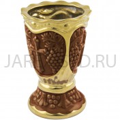 Настольная лампада "Виноград", керамика, коричневая с золотом; h11,5.Арт.К-017/КОР